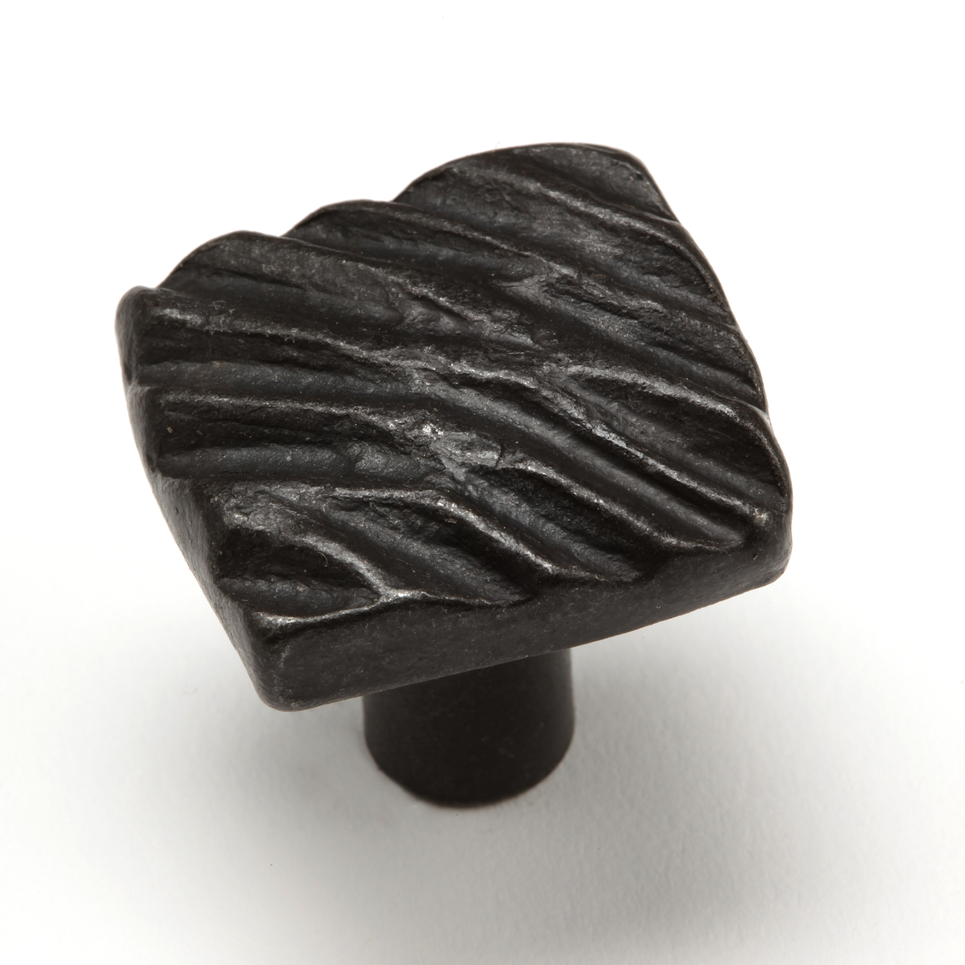 Black Iron Knobs 1" Diagonal Textured Knob 0416 Northern Crescent Iron