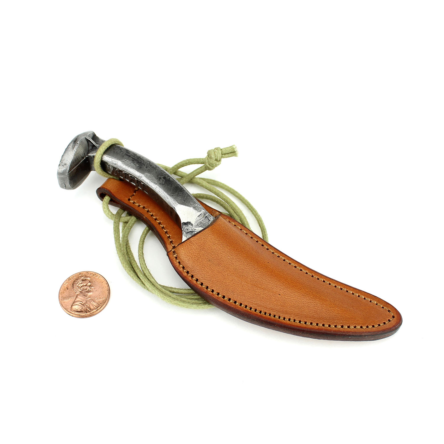 Leather Knife Sheath Necklace for TINY Railroad Spike Knives Tan